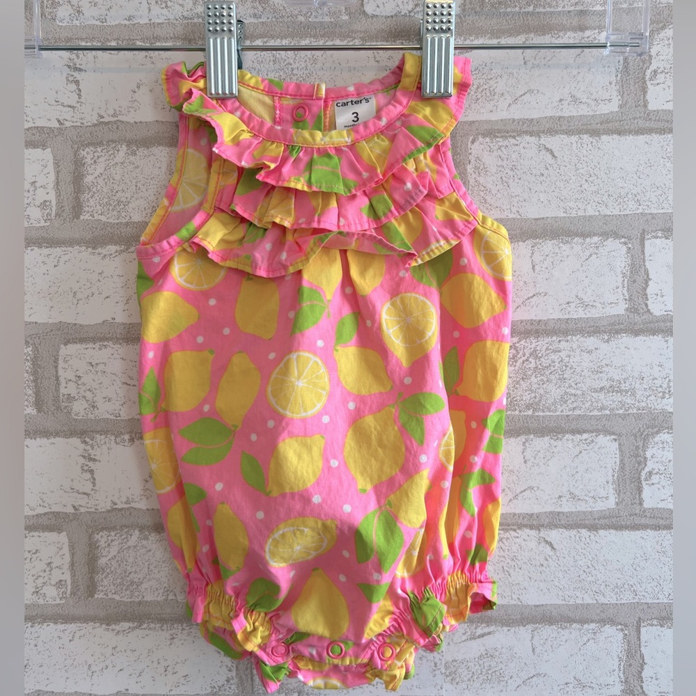 Carters Pink Lemon Romper 🍋